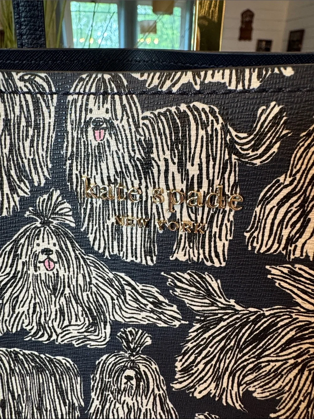 🩵kate spade Black & White Pomeranian Print Tote with Matching Pouch